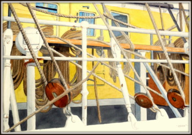 Peinture intitulée "Bateau Suedois" par Patrick Bigeon, Œuvre d'art originale, Aquarelle