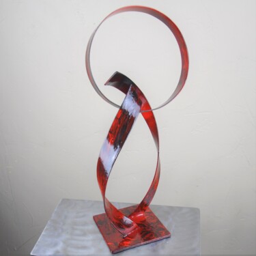 Sculpture titled "Soleil rougeoyant" by Patrick Blandin, Original Artwork, Metals