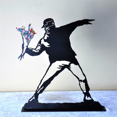 Escultura intitulada "personnage en métal…" por Patrick Blandin, Obras de arte originais, Aço inoxidável