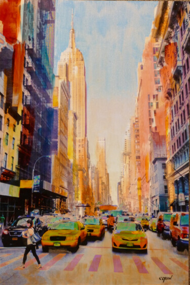 Printmaking titled "New York _1" by Patrick Ceron, Original Artwork, Digital Print Mounted on Wood Stretcher frame