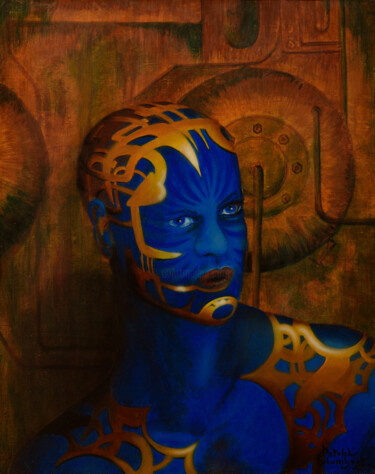 Картина под названием "Bleu" - Patrick Colombert, Подлинное произведение искусства, Акрил Установлен на Деревянная рама для…