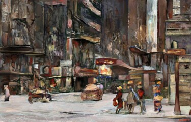 Malerei mit dem Titel "La Ville expression…" von Patrick Couvet, Original-Kunstwerk, Digitale Malerei