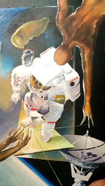 Pintura intitulada "Astronautes et Nato…" por Patrick Couvet, Obras de arte originais, Óleo
