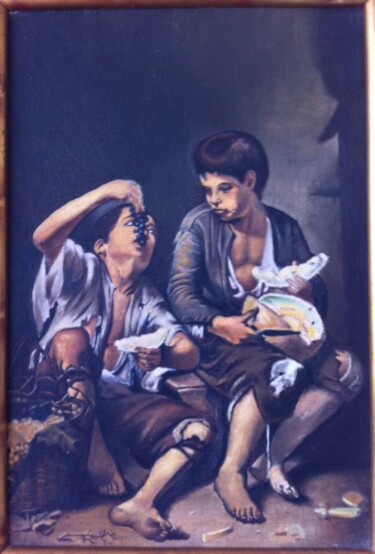 Pintura intitulada "Copie des mangeurs…" por Patrick Couvet, Obras de arte originais, Óleo