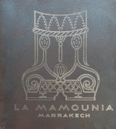 Druckgrafik mit dem Titel "Hotel "La Mamounia"…" von Patrick Cros, Original-Kunstwerk, Gravur Auf Metall montiert