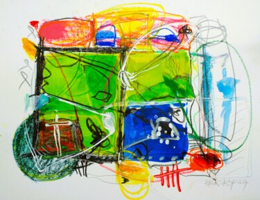 Schilderij getiteld "Comptez jusqu'à cin…" door Patrick Deby, Origineel Kunstwerk, Pastel