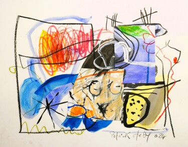 Malerei mit dem Titel "La larme du poisson…" von Patrick Deby, Original-Kunstwerk, Acryl