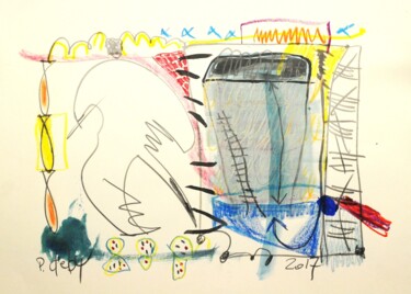 Malerei mit dem Titel "Le grenier et l"hir…" von Patrick Deby, Original-Kunstwerk, Acryl