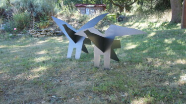 Escultura intitulada "oiseaux" por Patrick Desombre, Obras de arte originais, Metais