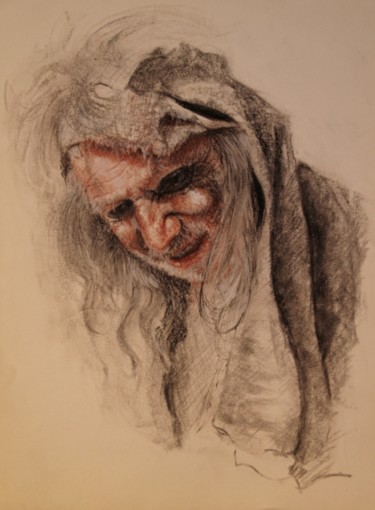 Drawing titled "Allégresse éphémère" by Patrick Dorigny, Original Artwork, Charcoal