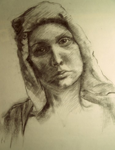 Drawing titled "série portrait 03" by Patrick Dorigny, Original Artwork, Charcoal