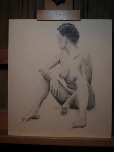 Drawing titled "ETUDE" by Patrick Dorigny, Original Artwork, Charcoal