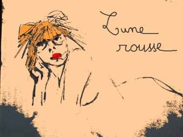 Drawing titled "Lune Rousse" by Patrick Dorigny, Original Artwork