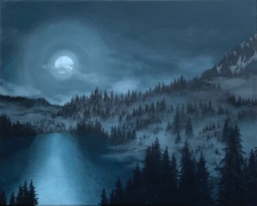 Pintura titulada "Lac de montagne sou…" por Patrick Egger, Obra de arte original, Acrílico Montado en Bastidor de camilla de…