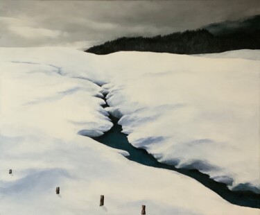 Painting titled "Sérénité hivernale…" by Patrick Egger, Original Artwork, Acrylic Mounted on Wood Stretcher frame