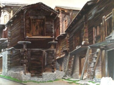 Peinture intitulée "Vieux village de Ze…" par Patrick Egger, Œuvre d'art originale, Acrylique