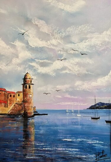 Painting titled "Collioure toujours" by Patrick Fischer, Original Artwork, Pastel Mounted on Wood Stretcher frame
