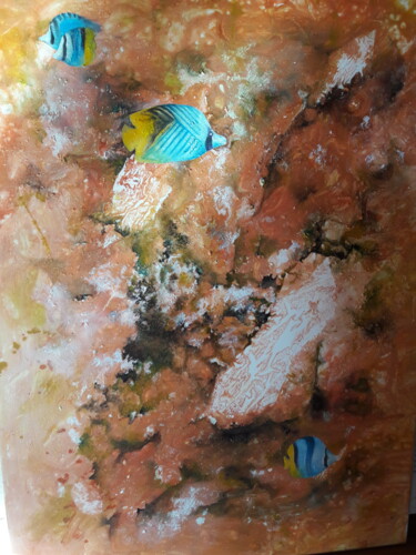 Painting titled "coraux de Moorea" by Patrick Genet, Original Artwork, Acrylic