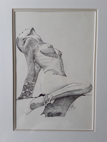 Disegno intitolato "Au soleil" da Patrick Genet, Opera d'arte originale, Inchiostro
