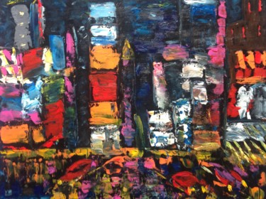 Painting titled "NY Time Square" by Patrick Gianina, Original Artwork, Acrylic