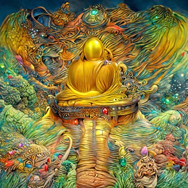 Arte digitale intitolato "Golden Buddha" da Patrick Hager, Opera d'arte originale, Lavoro digitale 2D