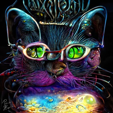 Artes digitais intitulada "Cat With Glasses" por Patrick Hager, Obras de arte originais, Trabalho Digital 2D