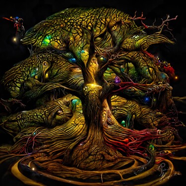 Arts numériques intitulée "Night Tree" par Patrick Hager, Œuvre d'art originale, Travail numérique 2D