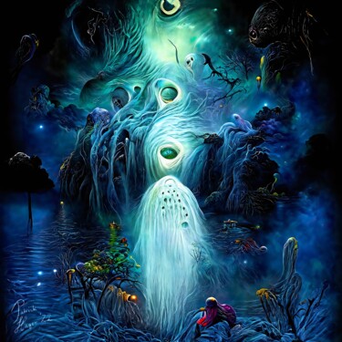 Digitale Kunst mit dem Titel "Ghost Over Lake" von Patrick Hager, Original-Kunstwerk, 2D digitale Arbeit