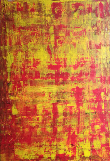 Painting titled "Variation en jaune" by Patrick Joosten, Original Artwork, Acrylic