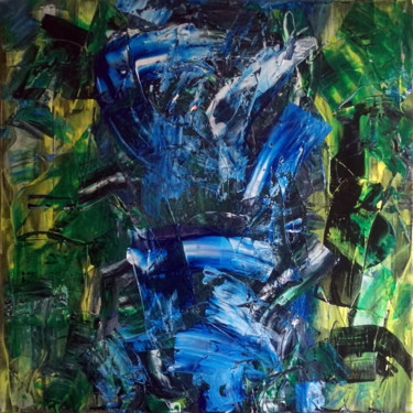 Painting titled "Acqua Man" by Patrick Joosten, Original Artwork, Acrylic Mounted on Wood Stretcher frame