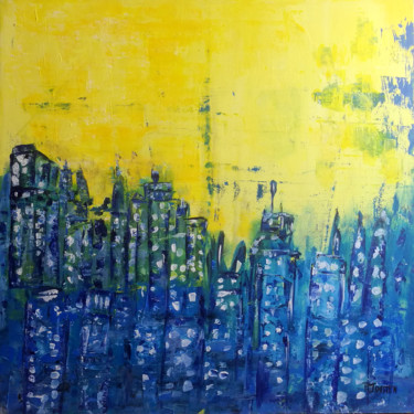 Painting titled "The lost City" by Patrick Joosten, Original Artwork, Acrylic Mounted on Wood Stretcher frame
