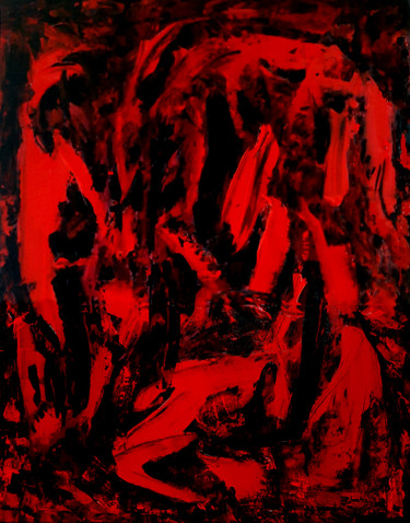 Painting titled "Experimental Red N°2" by Patrick Joosten, Original Artwork, Acrylic