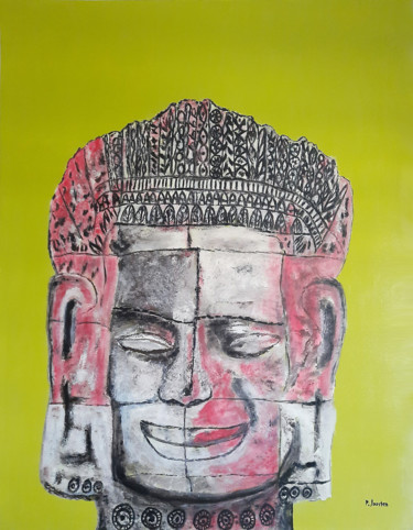 Pittura intitolato "Buddha Head" da Patrick Joosten, Opera d'arte originale, Acrilico