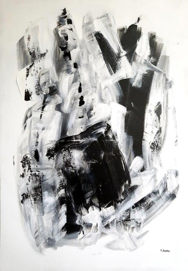 Pintura intitulada "Black and White" por Patrick Joosten, Obras de arte originais, Acrílico
