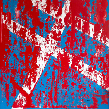 Pintura titulada "Stripes on a Red Mo…" por Patrick Joosten, Obra de arte original, Acrílico Montado en Bastidor de camilla…