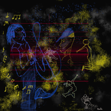 Arte digital titulada "Le Saxophoniste bleu" por Patrick Kessler, Obra de arte original, Trabajo Digital 2D