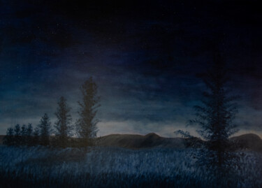 Ζωγραφική με τίτλο "La Campagne Bleue" από Patrick Kessler, Αυθεντικά έργα τέχνης, Ακρυλικό Τοποθετήθηκε στο Ξύλινο φορείο σ…