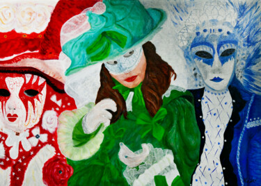제목이 "Carnaval dans les V…"인 미술작품 Patrick Kessler로, 원작, 아크릴 나무 들것 프레임에 장착됨