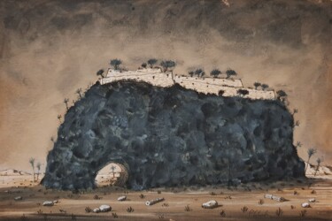Рисунок под названием "La citadelle" - Patrick Lalande, Подлинное произведение искусства, Чернила