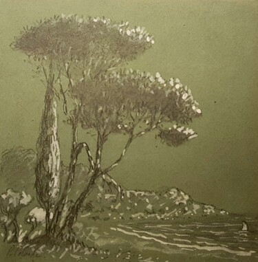 Desenho intitulada "Toulon, Le Cap brun." por Patrick Lalande, Obras de arte originais, Lápis