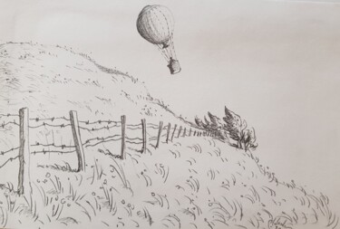 Dessin intitulée "L'évasion" par Patrick Lalande, Œuvre d'art originale, Crayon