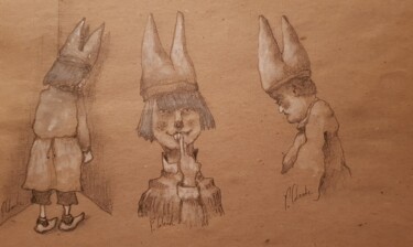 Dessin intitulée "Le Piquet" par Patrick Lalande, Œuvre d'art originale, Crayon