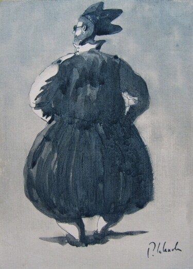 Desenho intitulada "Le bouffon" por Patrick Lalande, Obras de arte originais, Tinta