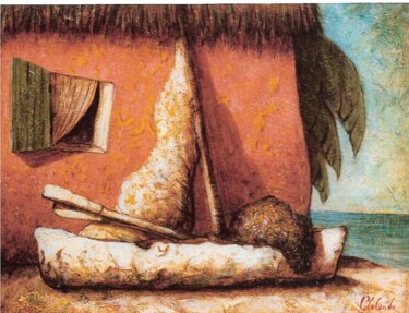 Peinture intitulée "Maison de pêcheur" par Patrick Lalande, Œuvre d'art originale, Huile