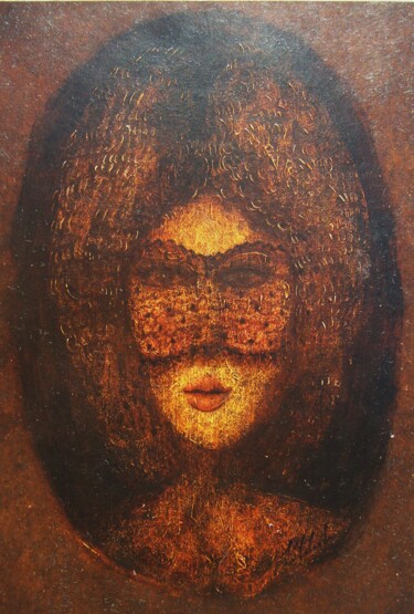 Peinture intitulée "Masque résille" par Patrick Lalande, Œuvre d'art originale, Huile