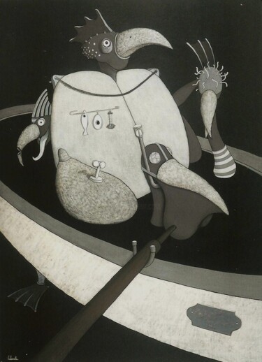 Peinture intitulée "Les naufragés" par Patrick Lalande, Œuvre d'art originale, Huile