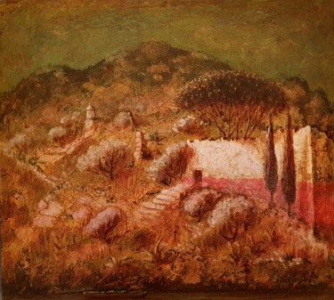 Peinture intitulée "Vestiges au mur rou…" par Patrick Lalande, Œuvre d'art originale, Huile