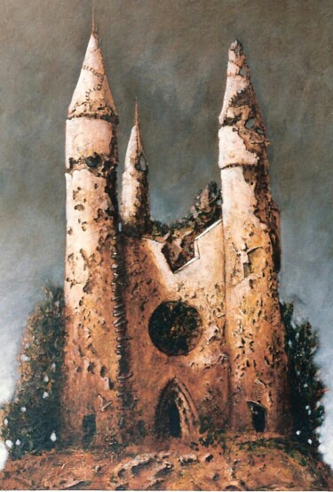 Pintura intitulada "Cathédrale" por Patrick Lalande, Obras de arte originais, Óleo