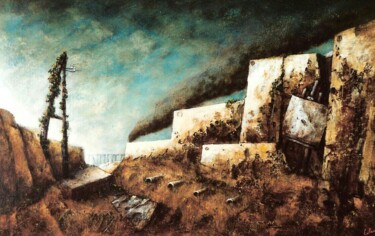 Pintura intitulada "La locomotive" por Patrick Lalande, Obras de arte originais, Óleo
