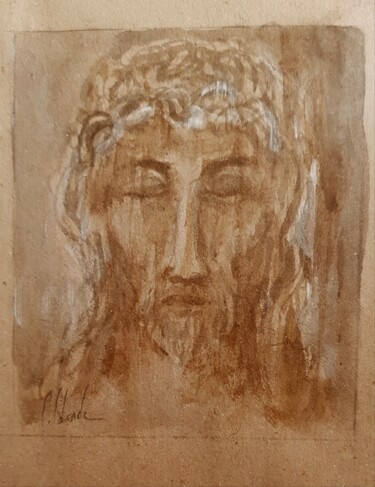 Dibujo titulada "Christ" por Patrick Lalande, Obra de arte original, Acuarela